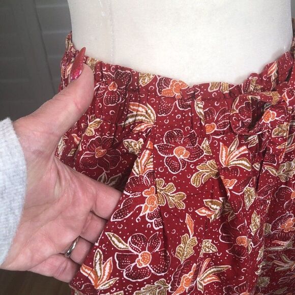 Vintage Liz Sport Women's Shorts Medium Modern Red Floral High Waisted Boho - Picture 6 of 11